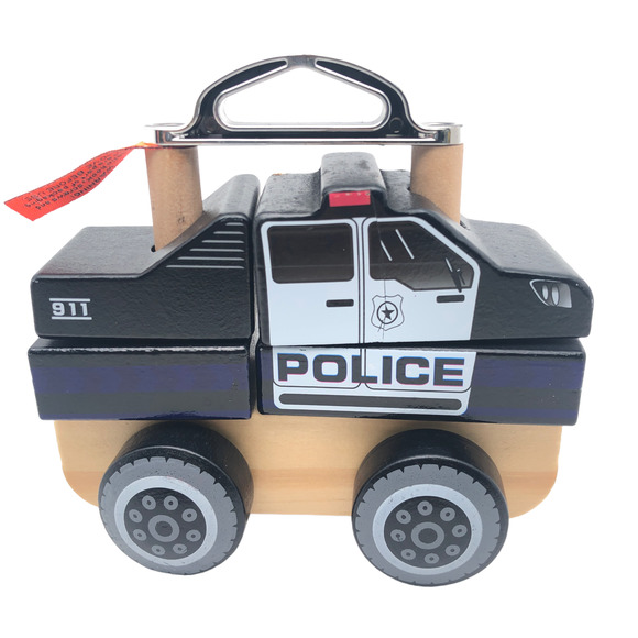 J'ADORE PARIS Other - J'adore Paris Nature Wood Toys Police Car Sensory Learning Vehicle